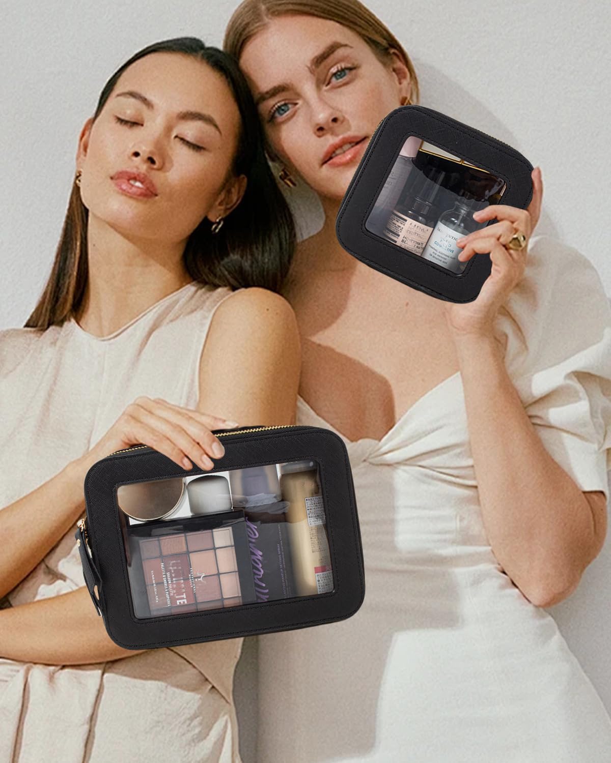 Transparente Make-up-Tasche, klein, Mini-Reise-Kosmetiktasche, transparent, TSA-geprüft, Kulturbeutel mit Reißverschluss, tragbare Make-up-Tasche für Geldbörse, Reisen, Auto, Essentials