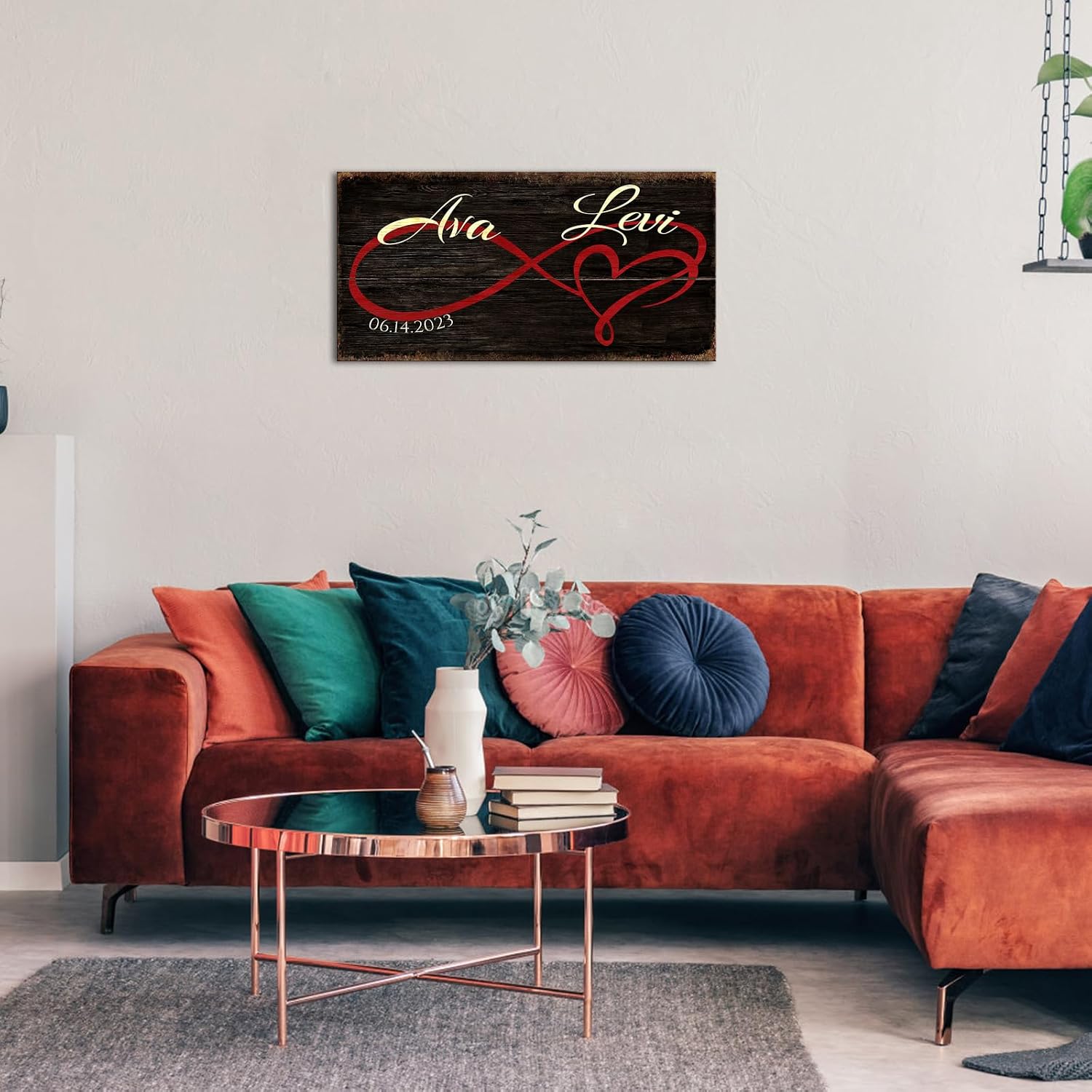 iLOOKLiKE Personalized Couples Gift Ideas Infinity Heart with Couple Name and Special Date Wall Art Decor Custom Canvas Poster Prints Framed for Him Her Wife Husband Lovers Wedding Engagement