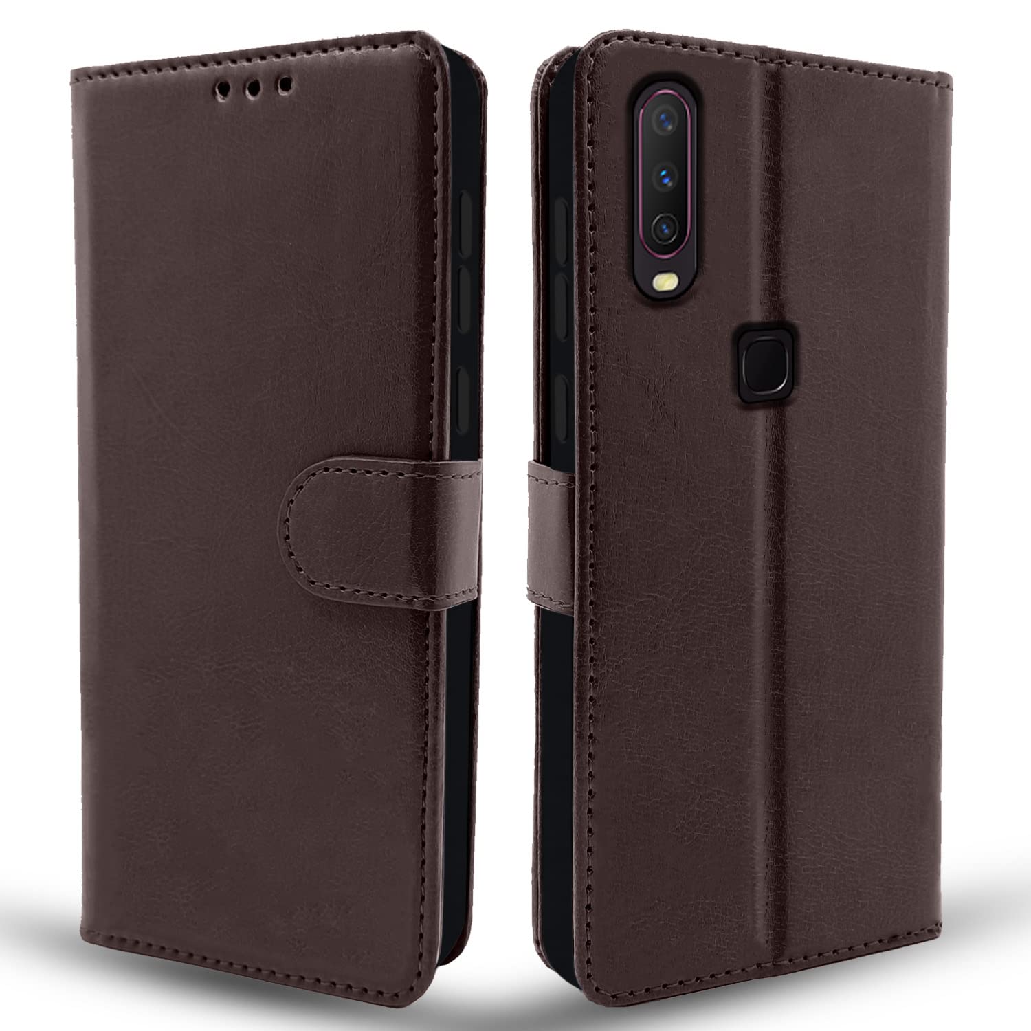 Pikkme Vivo Y12 / Y15 /Y17 / U10 Flip Case Leather Finish | Inside TPU with Card Pockets | Wallet Stand and Shock Proof | Magnetic Closing | Complete Protection Flip Cover (Coffee) (B0BCPJ62JB) Amazon Price History, Amazon Price Tracker