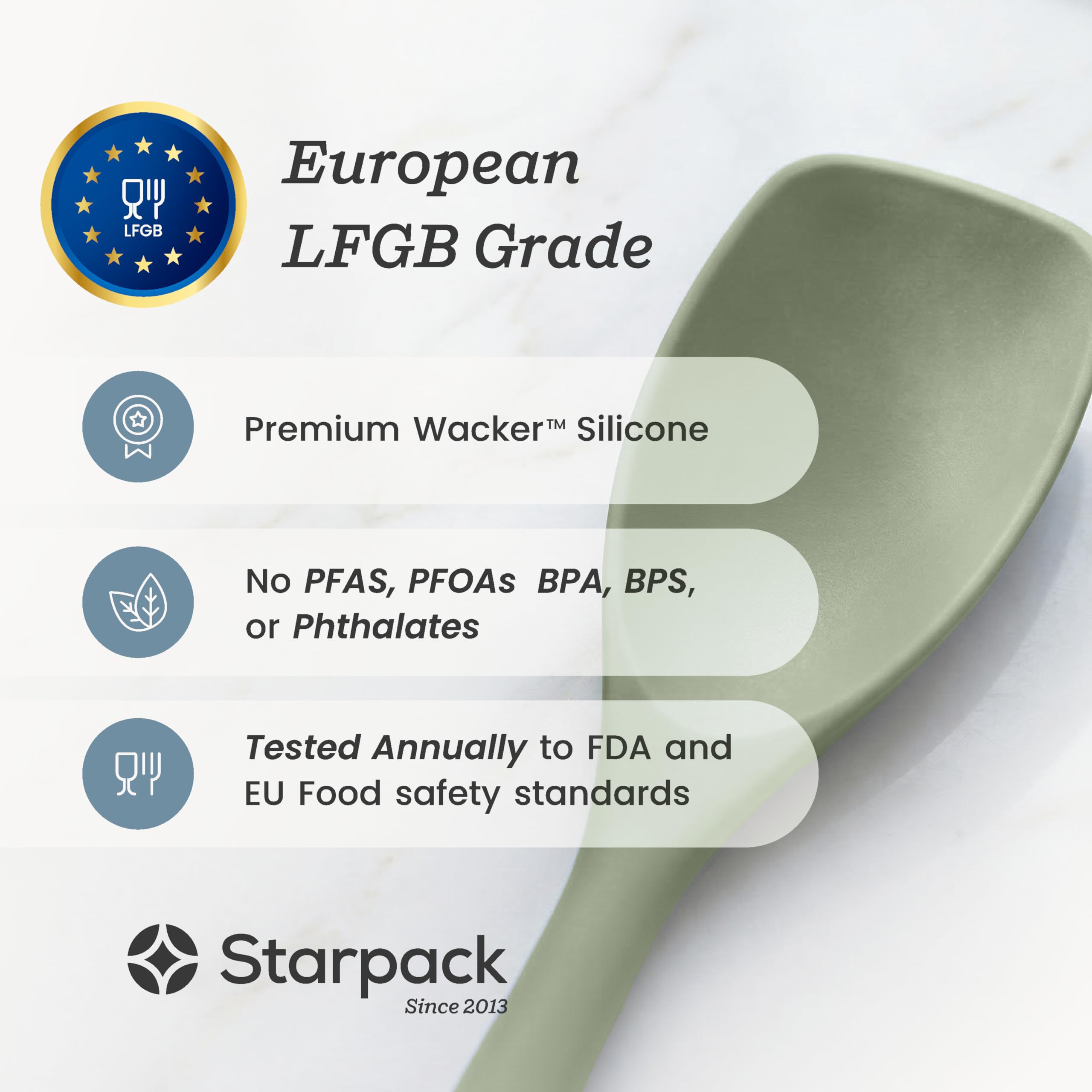 Starpack 'The All Rounder' Spatule en silicone de qualité supérieure – Spatule en silicone résistante à la chaleur jusqu'à 315,6 °C – Meilleures cuillères en silicone – Spatule en caoutchouc – Spatule