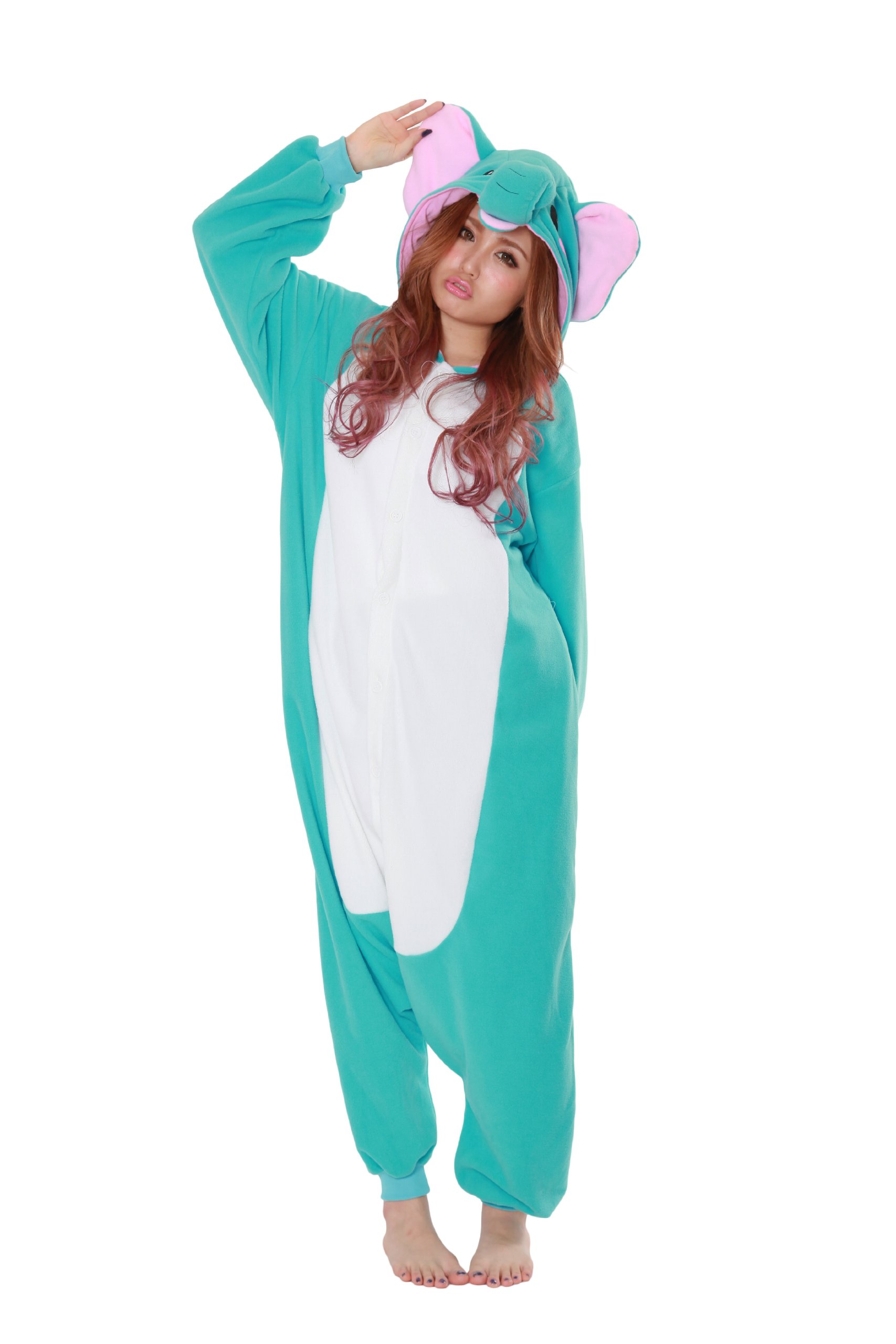 Elefant Onesie Kigurumi Einteiler Onesie Kostüm Jumpsuit | SAZAC Kigurumi | für Kinder und Erwachsene | One Size Fits All (155 – 180 cm)