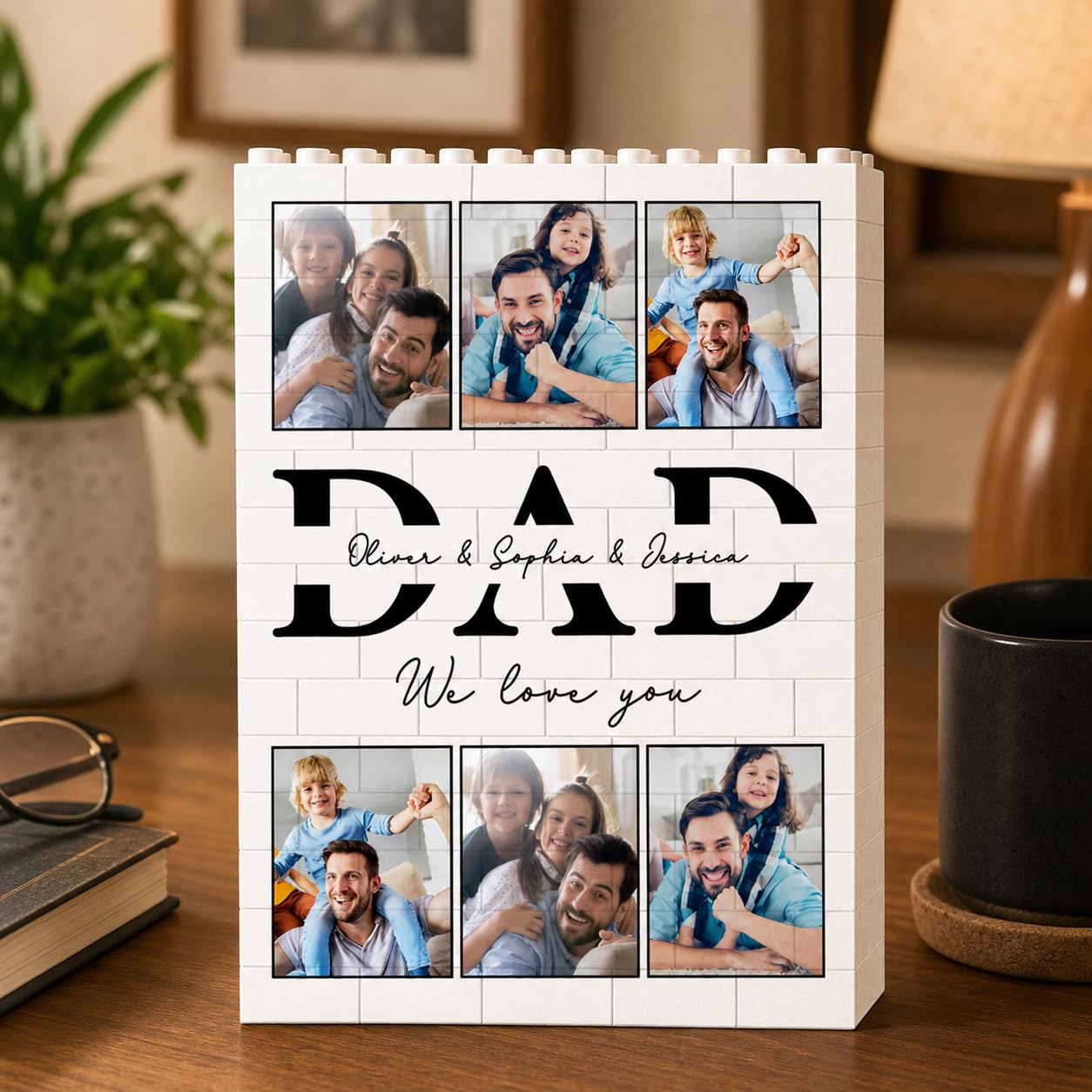 Personalised Photo Building Bricks Puzzle, Gift for Dad from Daughter Son, Custom DIY 3d Jigsaw Puzzle Board Photo Frame, Best Birthday Presents for Dad, Men, Grandpa & Family Keepsake — image 1