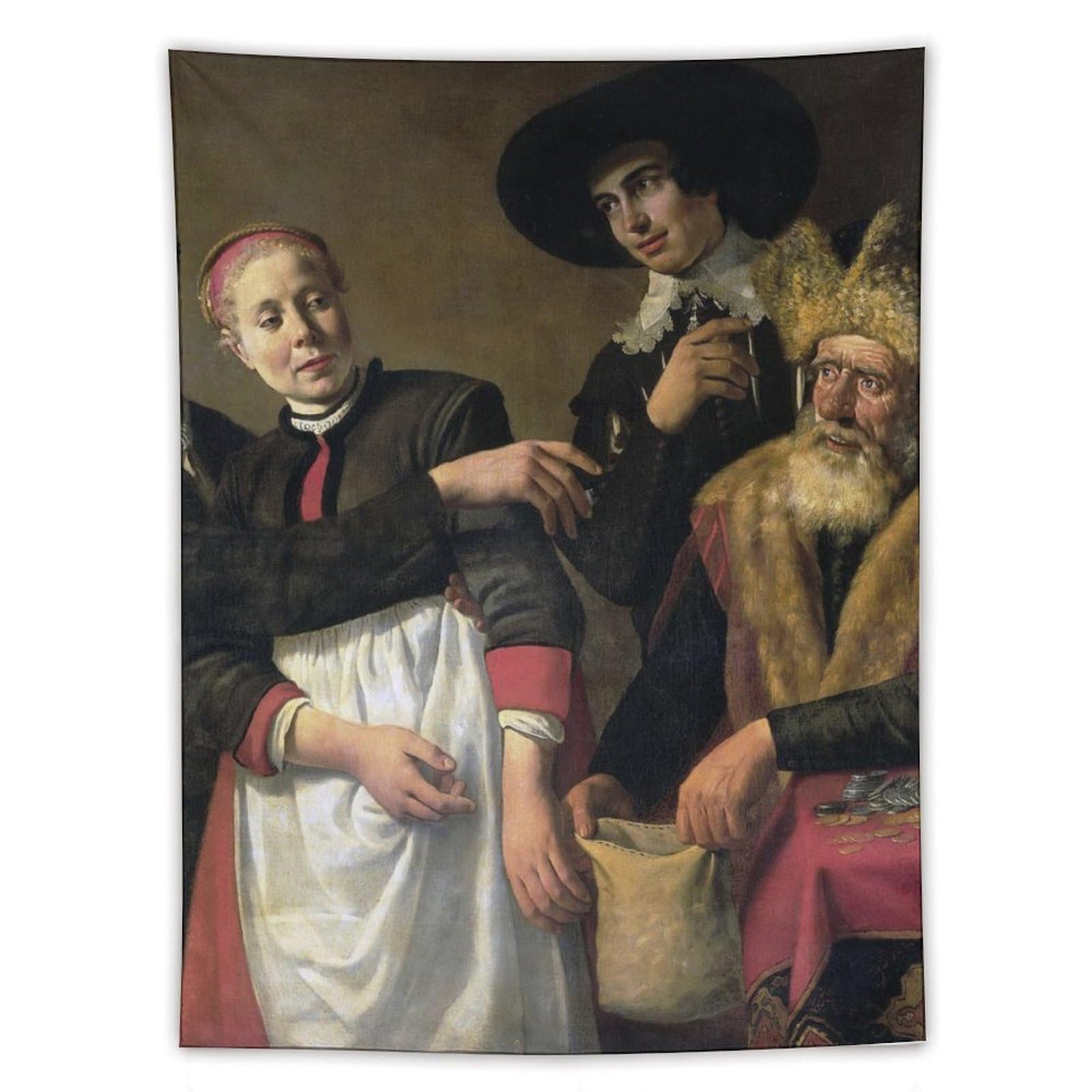 DEEPDIG Moeyaert, Nicolaes - Mooy-Aal En Haar Aanbidders, 1630-1640 Art Tapestry Painting Decor Wall Print Photo Gifts Home Modern Decorative Tapestries 60"x80"