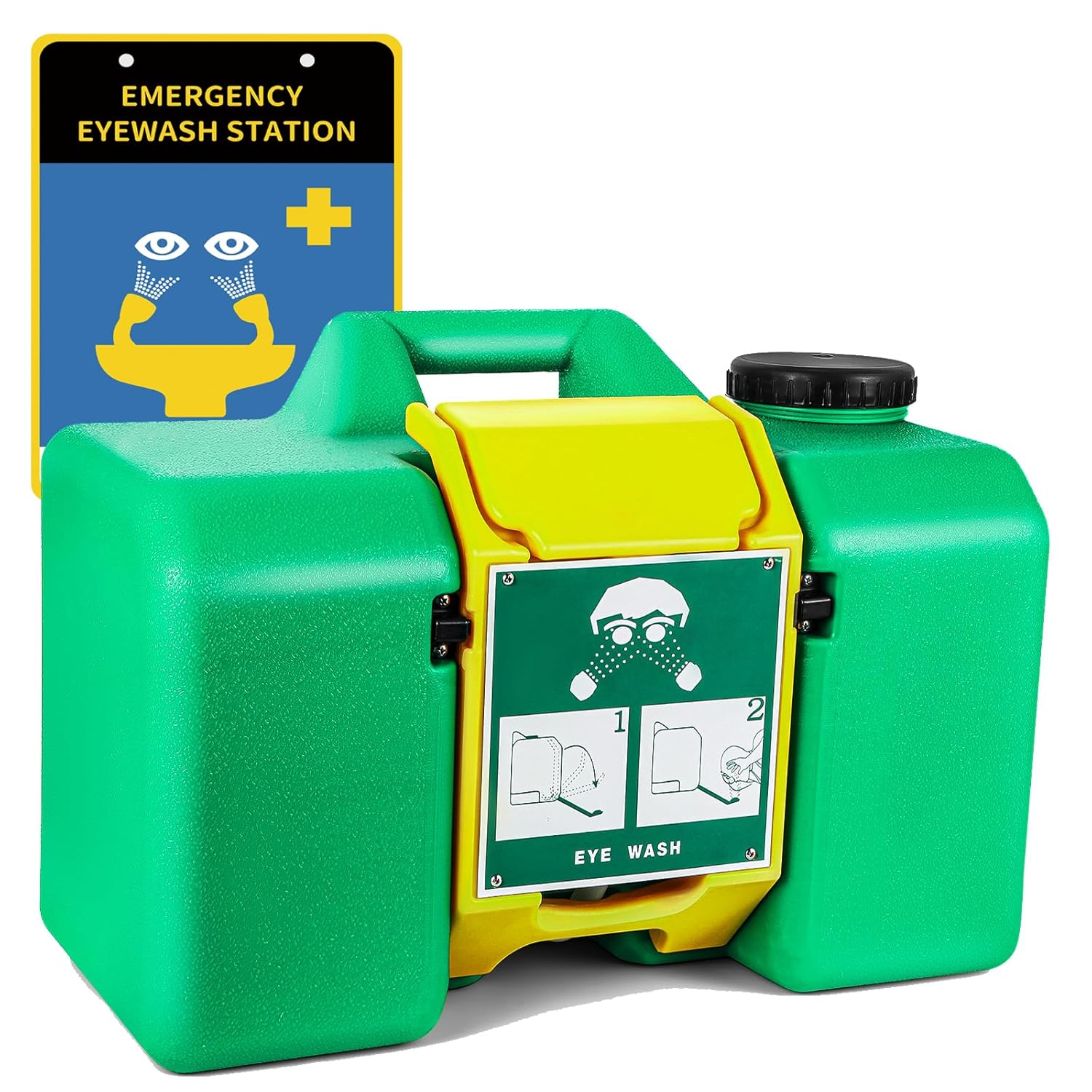 Frifreego 8-Gallon Portable Eye Wash Station - OSHA Compliant Wall Mount Emergency Eyewash, Gravity Flow, 15+ Min Supply, Green