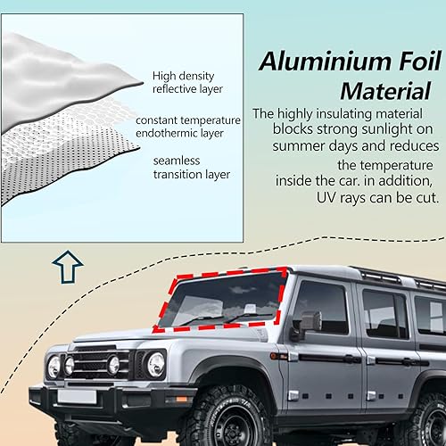 Miniatura 3 de Parasol para parabrisas de automóvil compatible con INEOS Grenadier 2020-2025, protector solar para parabrisas delantero, protección contra rayos UV