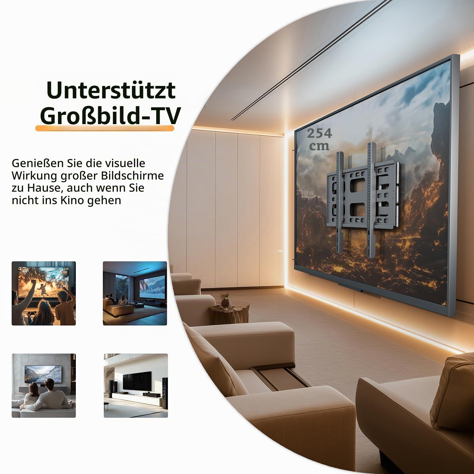 TV-Wandhalterung für 140-254 cm (55-100 Zoll) Fernseher, bis zu 129,7 kg, TV-Halterung mit Verlängerung, Wandhalterung, vollbeweglich mit beweglichen Doppelarmen, max. VESA 800 x 600 mm