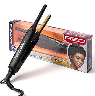 RED by KISS Pencil Flat Iron 0.3 Inch Ceramic Hair Straightener - Thinnest for Edges, Frizz-Free, 450°F Fast Heat