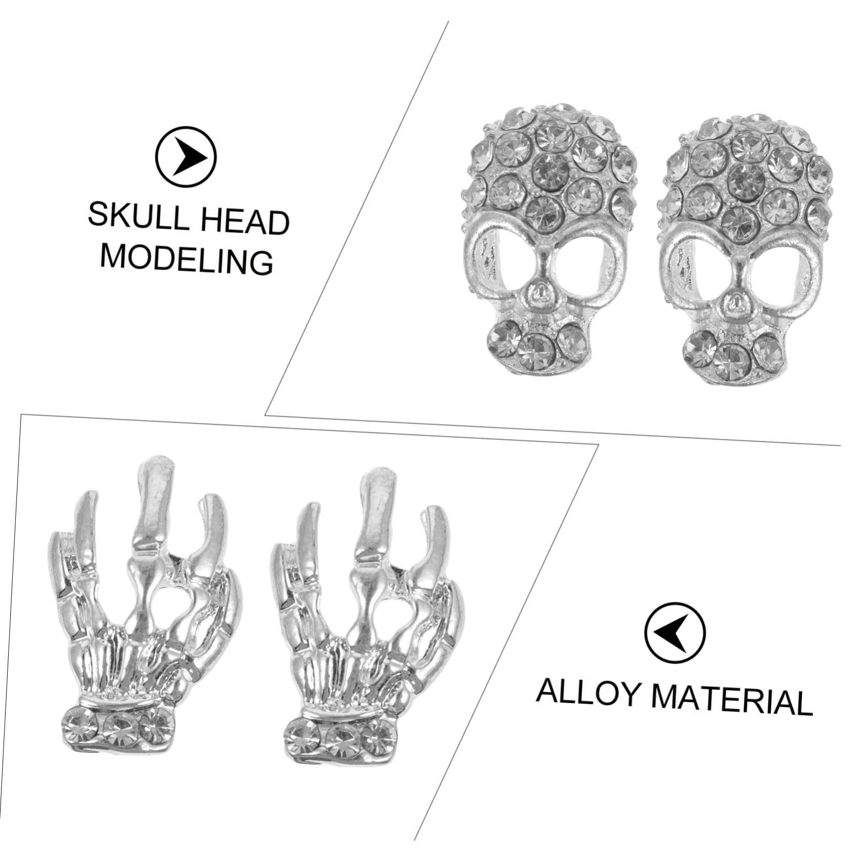 minkissy 120piezas Pegatinas De Calavera Para Uñas Con Brillantes Decoración De Manicura y Bricolaje Para Uñas Naturales y Acrílicas
