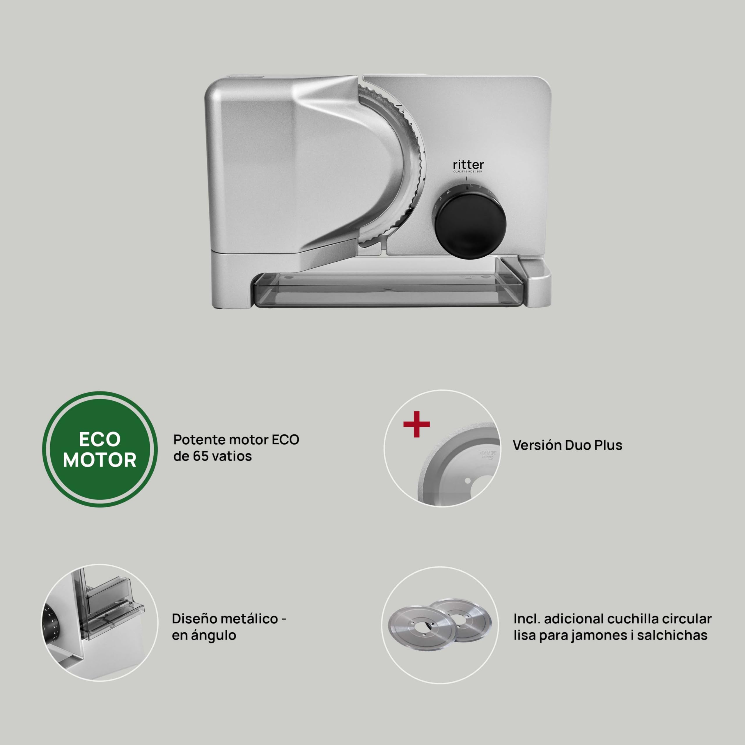 Cortafiambres ritter E 16 Duo Plus, cortafiambres eléctrico con motor ecológico, made in Germany