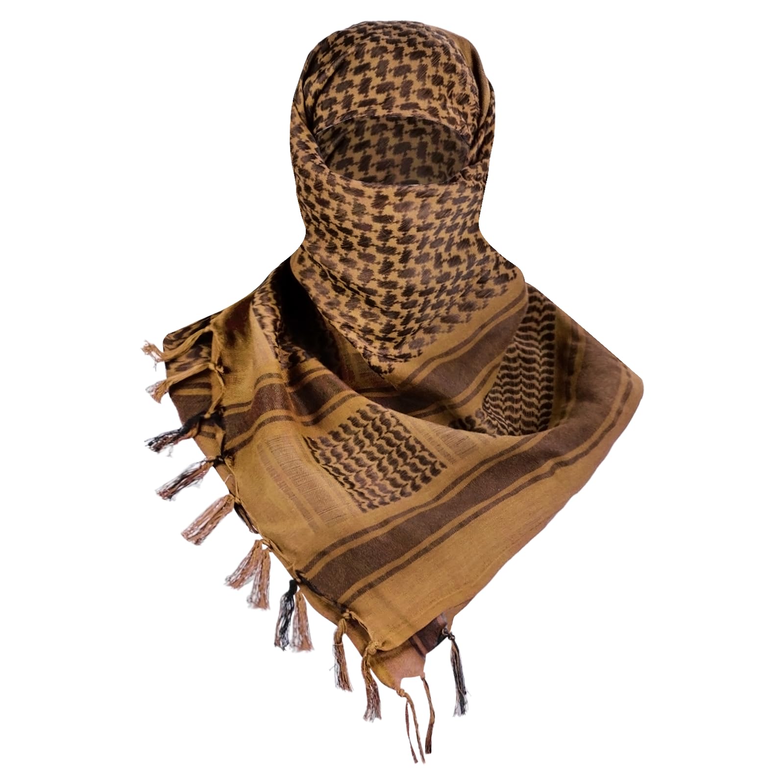 FREE SOLDIER Scarves Military Shemagh Tactical Desert Keffiyeh Headneck Scarf with Arabic Wrap Tassel for Men Women (Amber Brown), Amber Brown