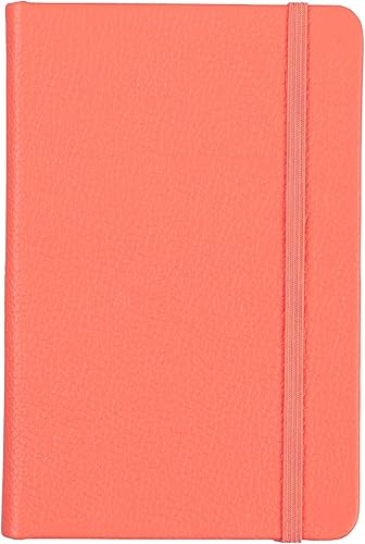 Leatherpress Cuaderno clásico de cuero, tapa dura, rojo coral, bolsillo (3.8 x 5.7 pulgadas), 240 páginas a rayas, colección Inspire