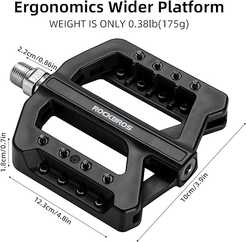 Miniatura 2 de ROCKBROS Pedal de bicicleta de montaña de fibra de nailon antideslizante de 916 pulgadas, pedales planos para bicicleta de montaña BMX MTB