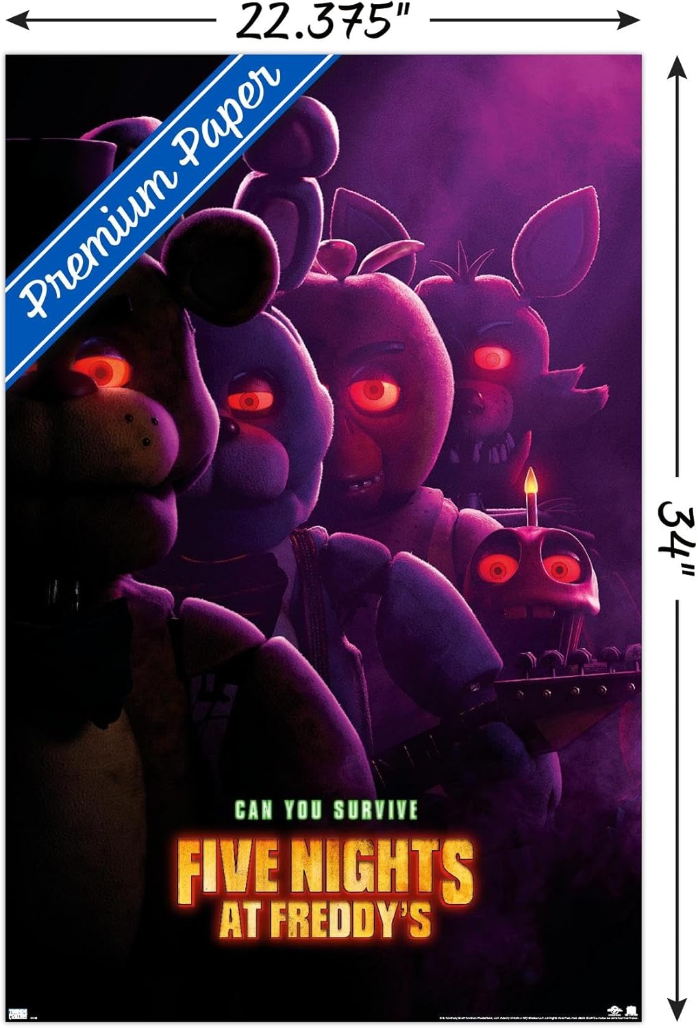 Five Nights at Freddy's Movie - Teaser One Sheet Wall Poster, 34L" x 22.4W", Premium Unframed Version