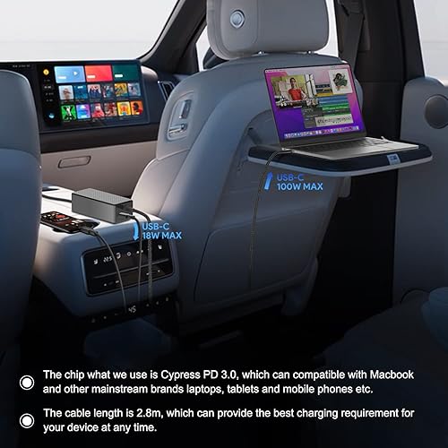 Miniatura 4 de para Acer HP Dell MSI Surface Pro USB C Cargador de coche portátil 100 W puerto C Cargador portátil para MacBook Pro Air Lenovo Asus LG Gram Razer