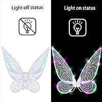 Vista 31 de Alas de hada para adultos, alas de princesa transparentes brillantes, alas de ángel, ideales para disfraz de Halloween, color blanco