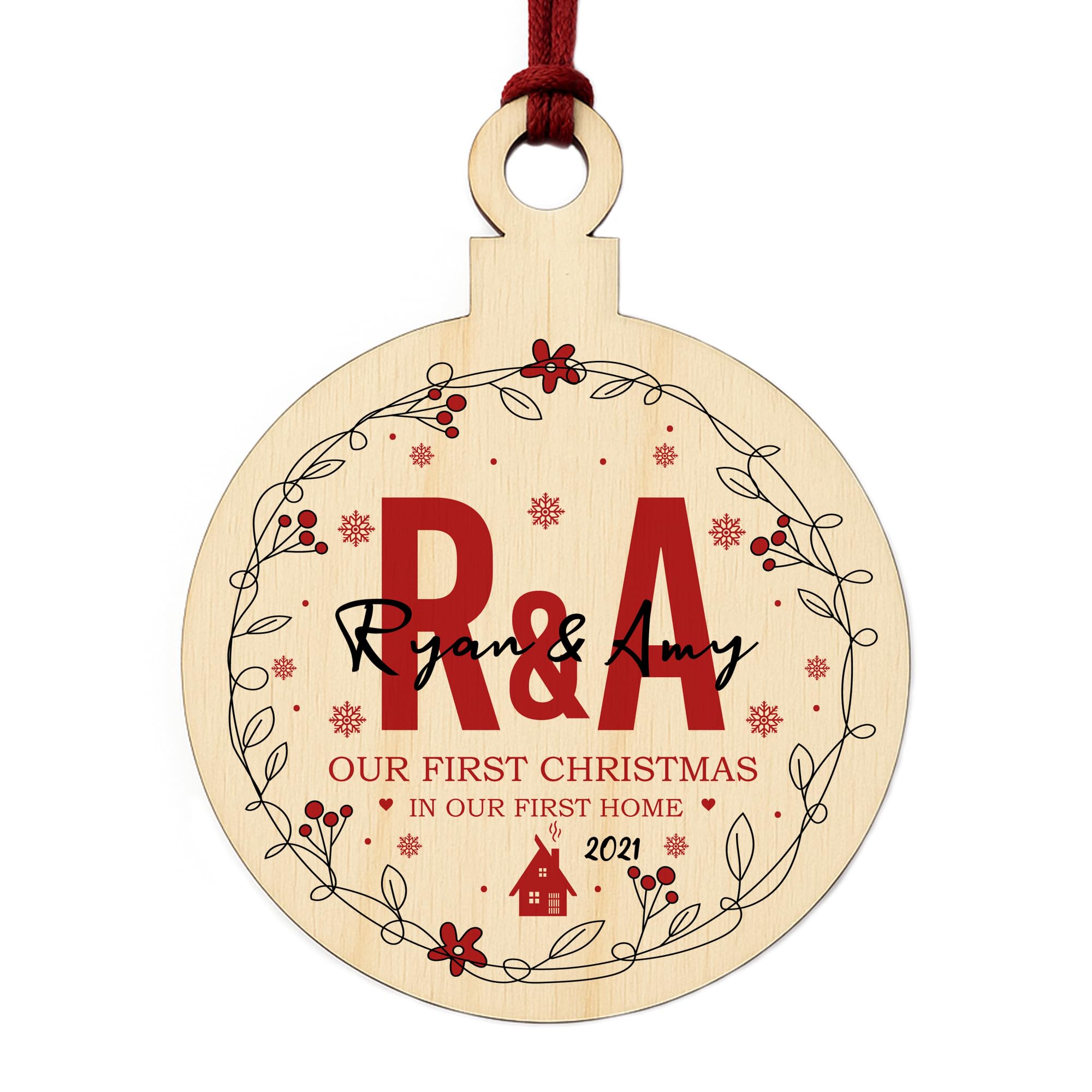 Personalised Initial First Christmas First Home Bauble Tree Decoration Keepsake