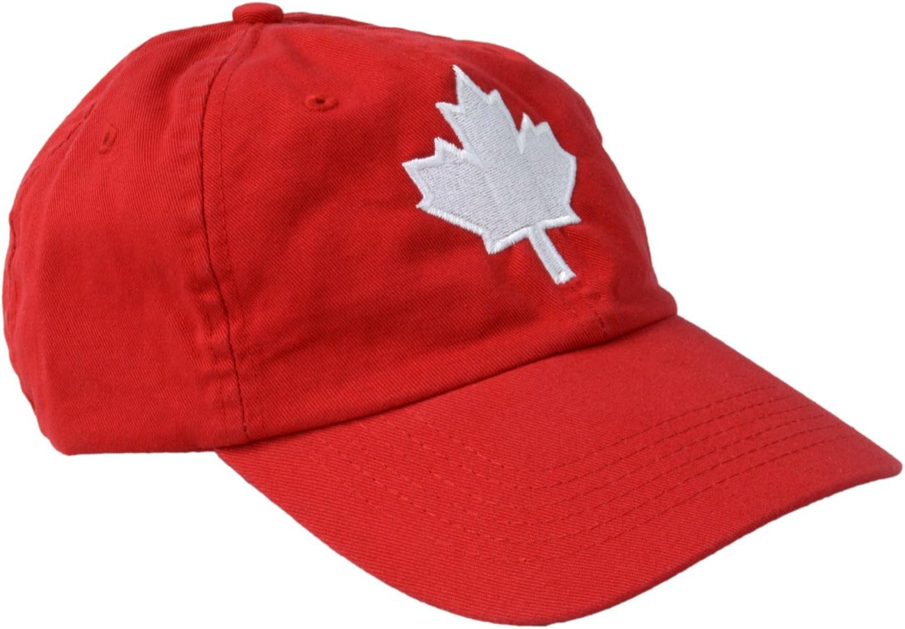 Canada Maple Leaf Hat | Canadian Pride Embroidered Adult Twill Red Baseball Cap