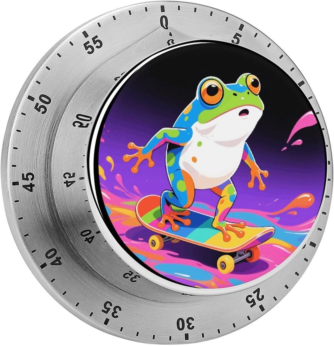 Frog Timers Exquisite Stainless Steel Mechanical Kitchen Timer with Loud Alarm Magnetic Manual Countdown Timer Wind Up Cooking Timer Clock for Home Study Cooking