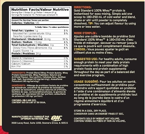 Optimum Nutrition Gold Standard 100% Whey Protein Powder, Vanilla Ice Cream, 5 Pound (Packaging May Vary) #TOP7