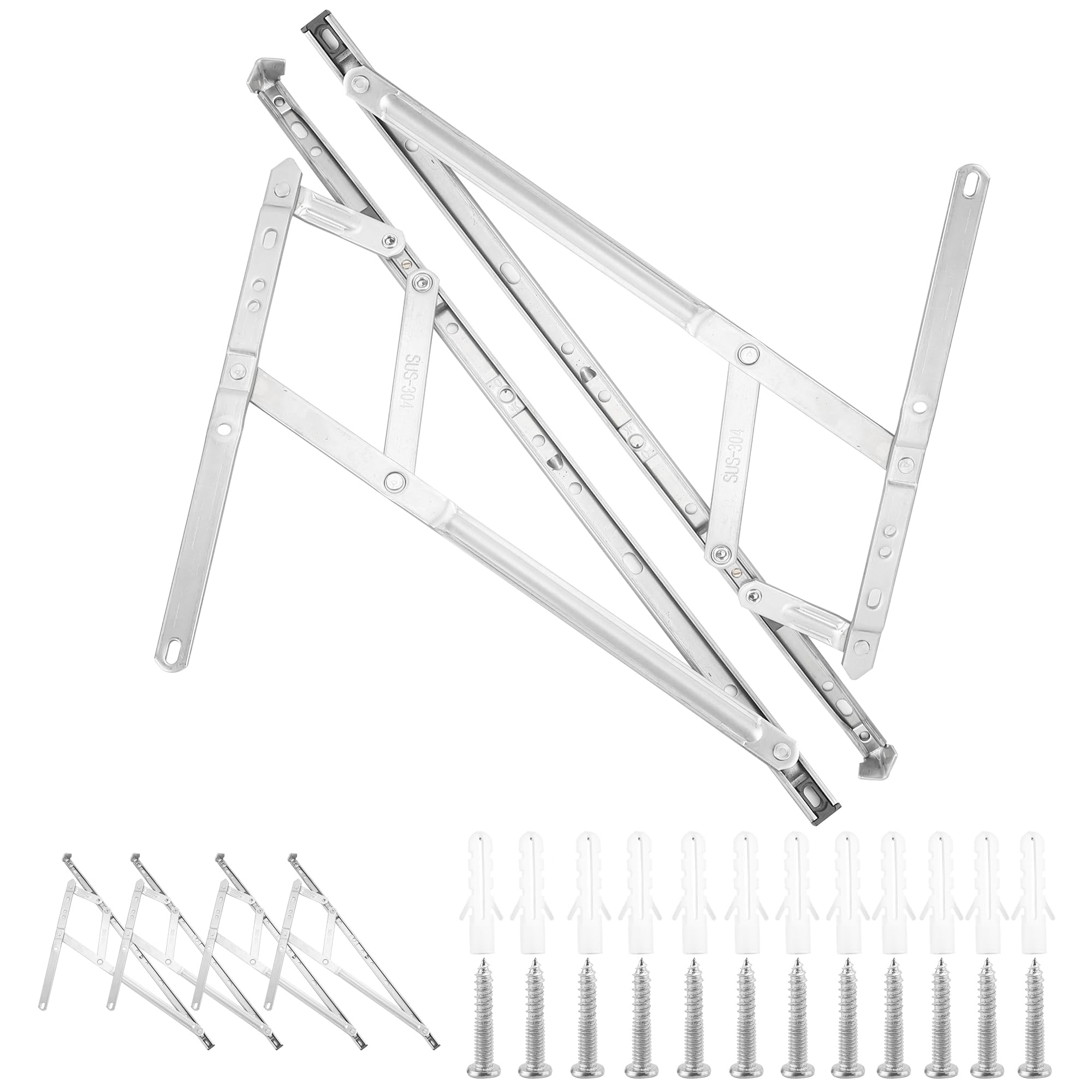 WENLISELL 4 PCS UPVC Window Friction Stay Hinges, 16 inch Top Hung Window Hinge, Side Hung Window Stays 17mm Stack