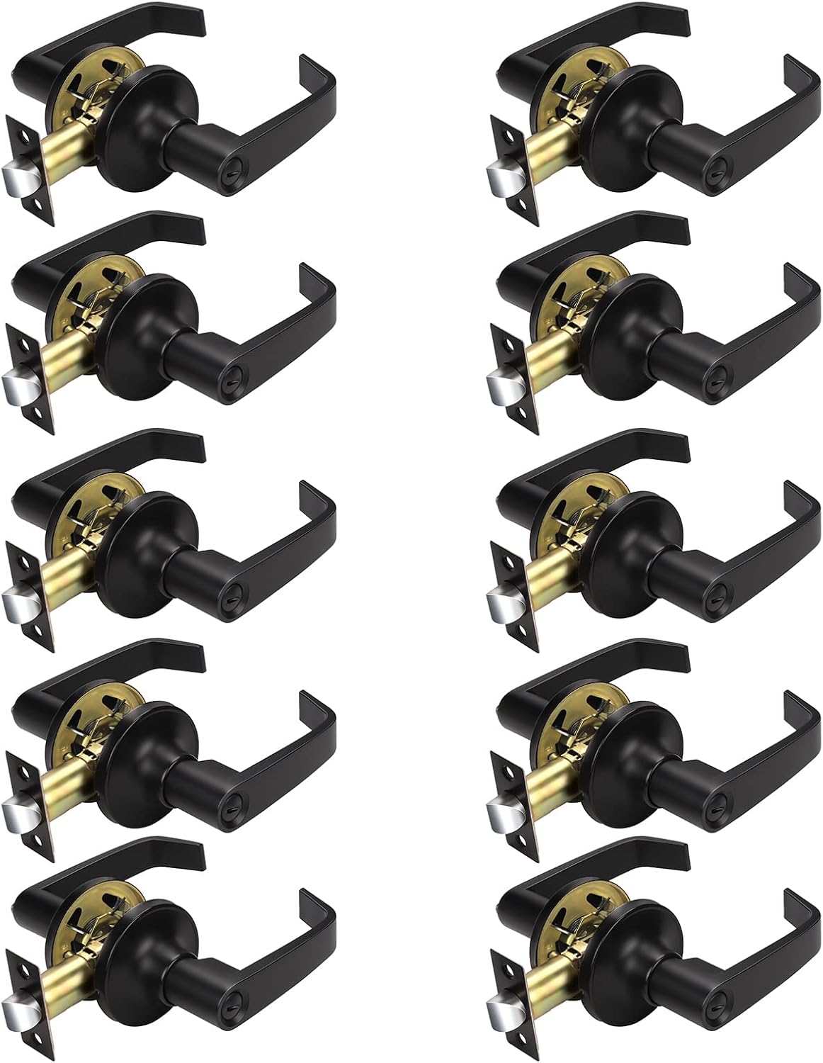 KNOBWELL 10 Pack Matte Black Interior Door Handles Black Bedroom Door ...