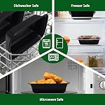 50 Emballage de contenants d'aliments noirs avec lids, 38 oz Grand contenants en plastique, contenants de préparation de repas réutilisables pour l'entreposage des aliments, récipients jetables pour déjeuner et restaurant