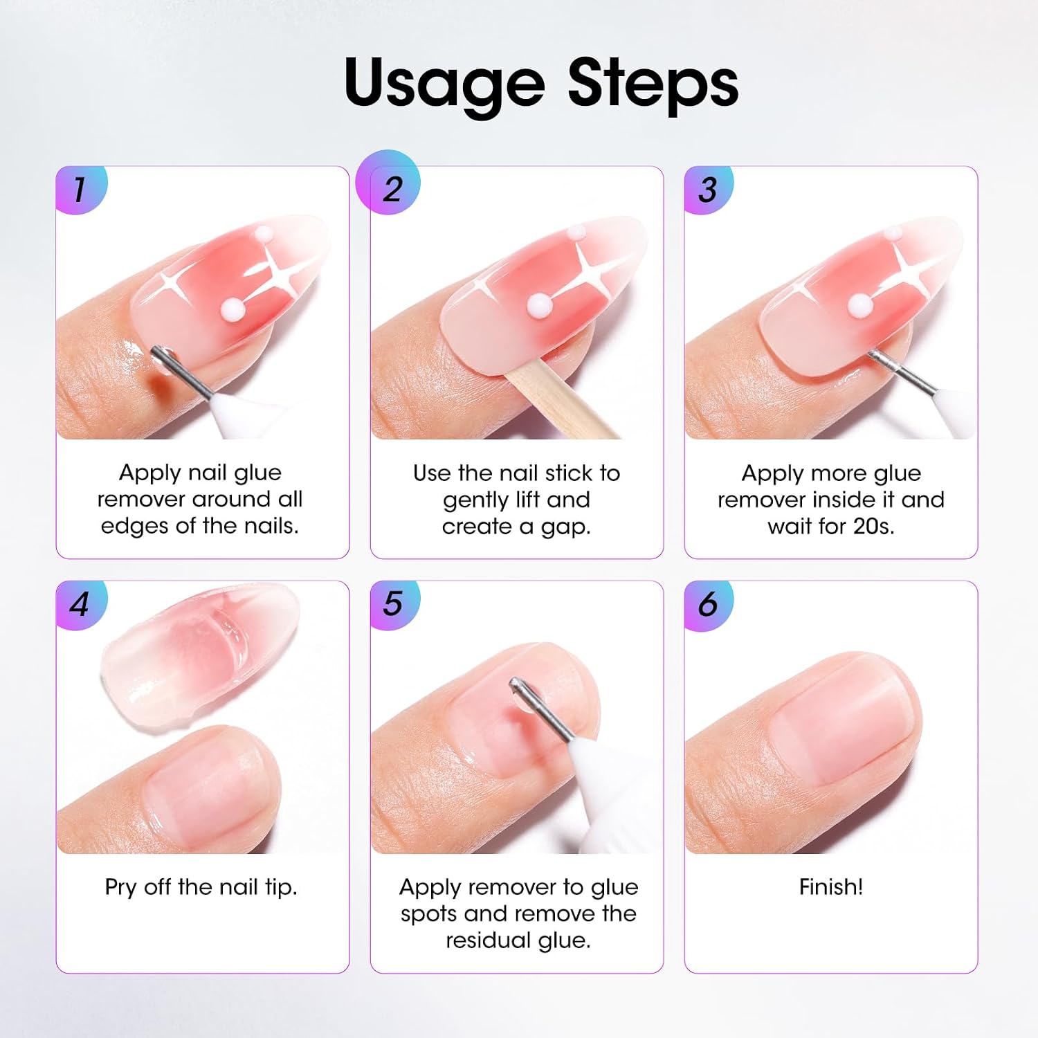 Gellen Press On Nail Remover: Pinpoint Glue Remover 2.03 Fl.oz, Non Acetone Gentle Press on Removal for Quick Dry Strong & Solid Glue, Gel Glue Off for Fake Nail Tip