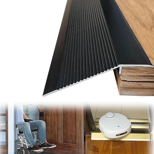 Rampas de umbral de metal para puertas, rampa de transición con tira adhesiva, metal de 0.079 pulgadas de grosor, borde de alfombra de aluminio para