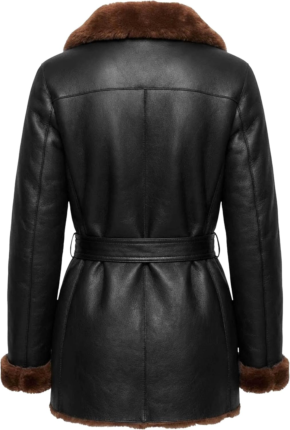 J'Jackin Women’s Shearling Leather Coat - Aviator Style Brown Faux Fur Lined Warm Winter Jackets for Women - Image 5