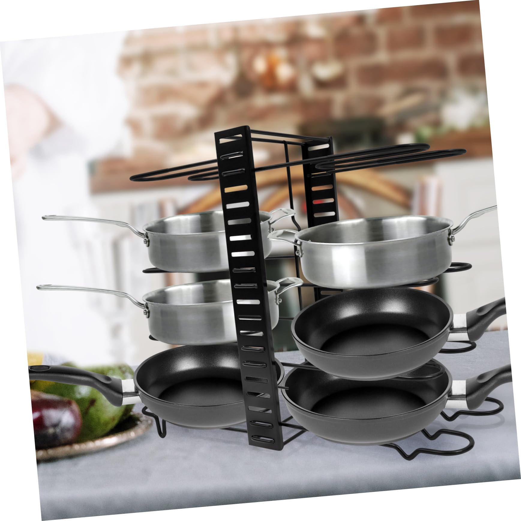 Cabilock Soporte para Tapas de Ollas y Sartenes de Hierro Negro Plegable | Montaje en Pared, Uso sobre Encimera, Ahorro de Espacio y Antideslizante, para Almacenamiento Doméstico de Cocina