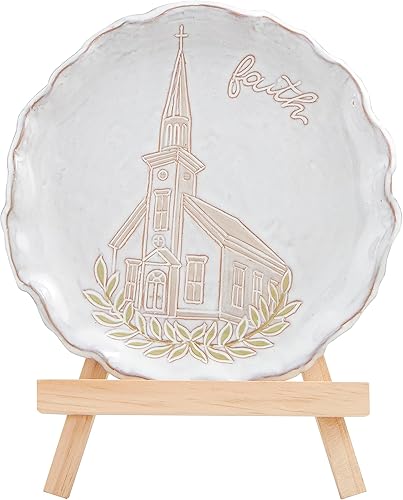 Miniatura 1 de Mud Pie Placa de resorte en caballete, 7.0 in (de) diámetro, iglesia