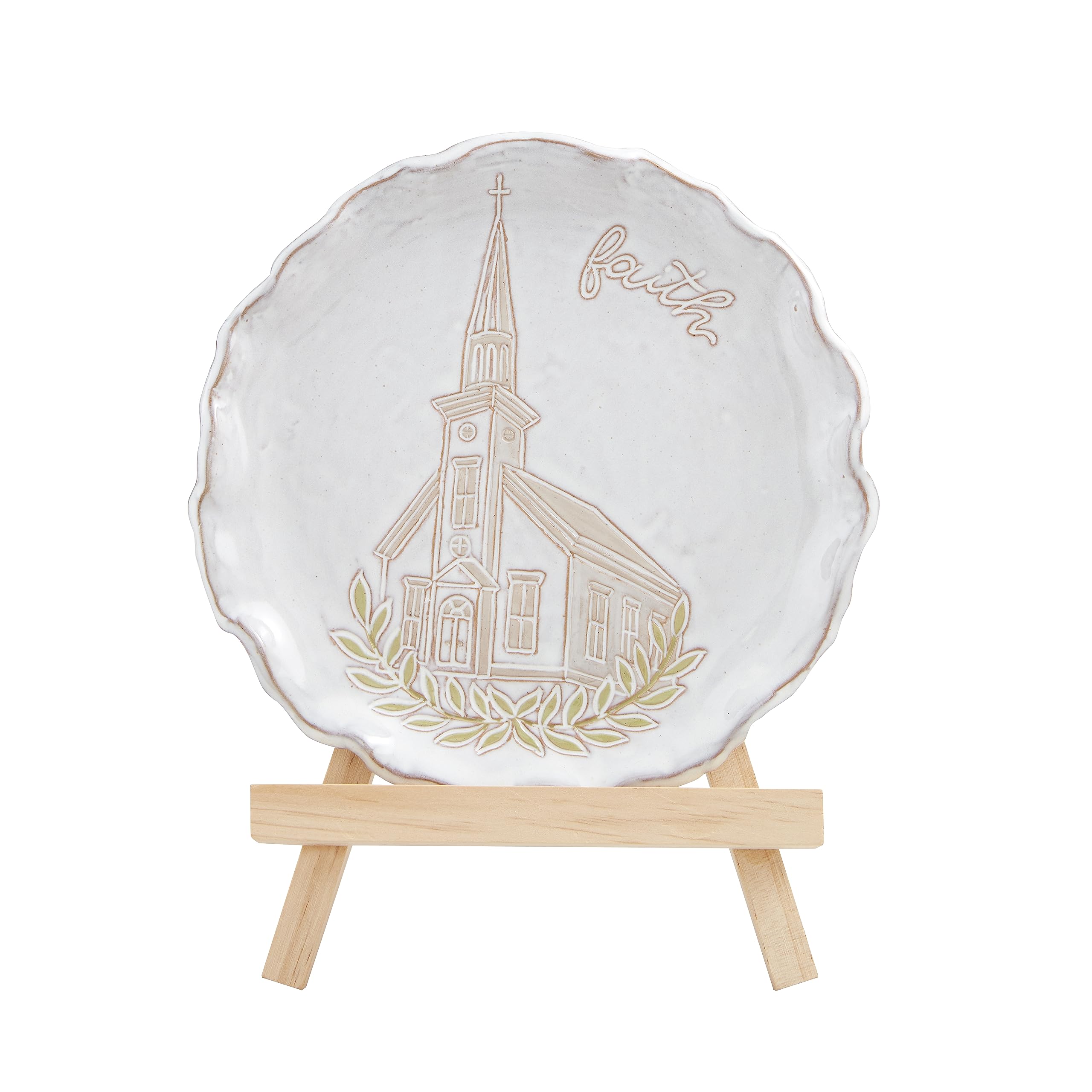 Plaque à ressort église Mud Pie 42200142C en grès avec chevalet