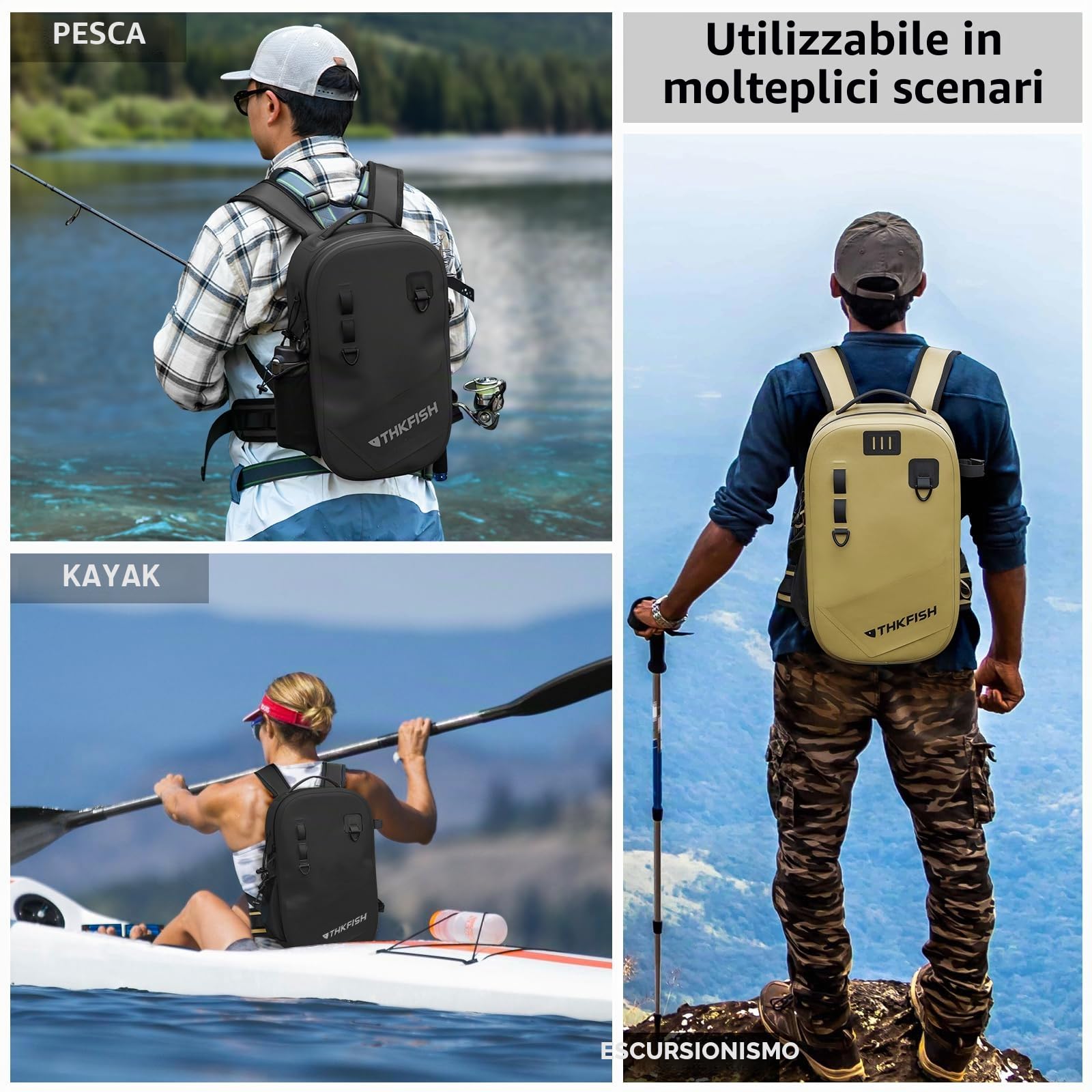 THKFISH Zaino da pesca impermeabile IPX8 con supporto per canna, borsa leggera da pesca, per muoversi liberamente regali di pesce per gli uomini
