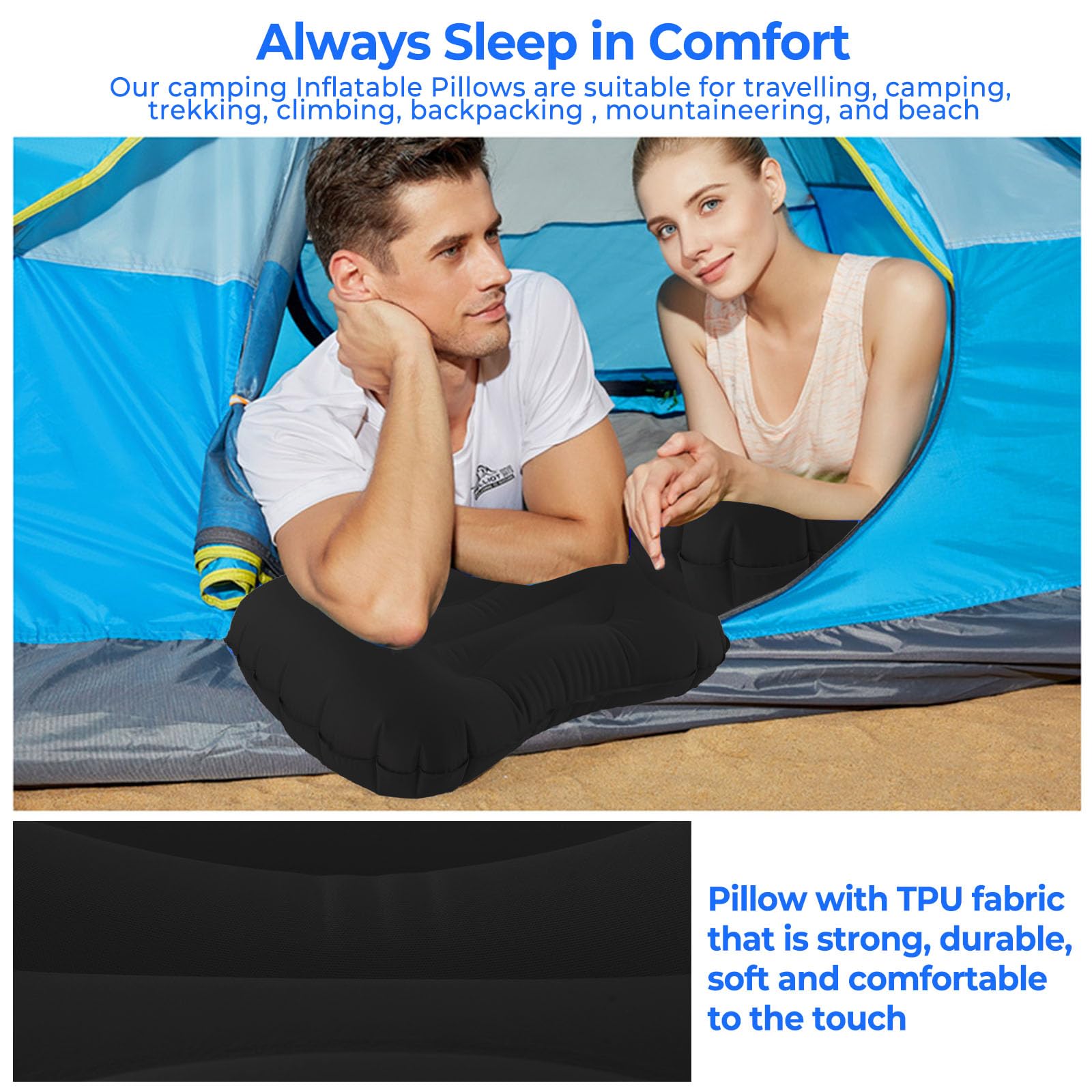 SUTAFOR Oreiller De Camping Gonflable Oreillers De Plage Ultralégers Portable Confortable Pour Randonnée, Voyage 44x28 Cm, Rose