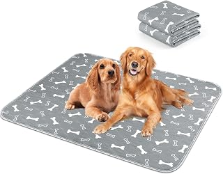 Washable Dog Pee Pads, 90 * 80CM Reusable Puppy Pee Pads, Highly Absorbent Waterproof PIPI Pad,4 Layers Design with Anti-Skid Bottom for Guinea Pigs, Bunnies, Cats-Grey 2pcs