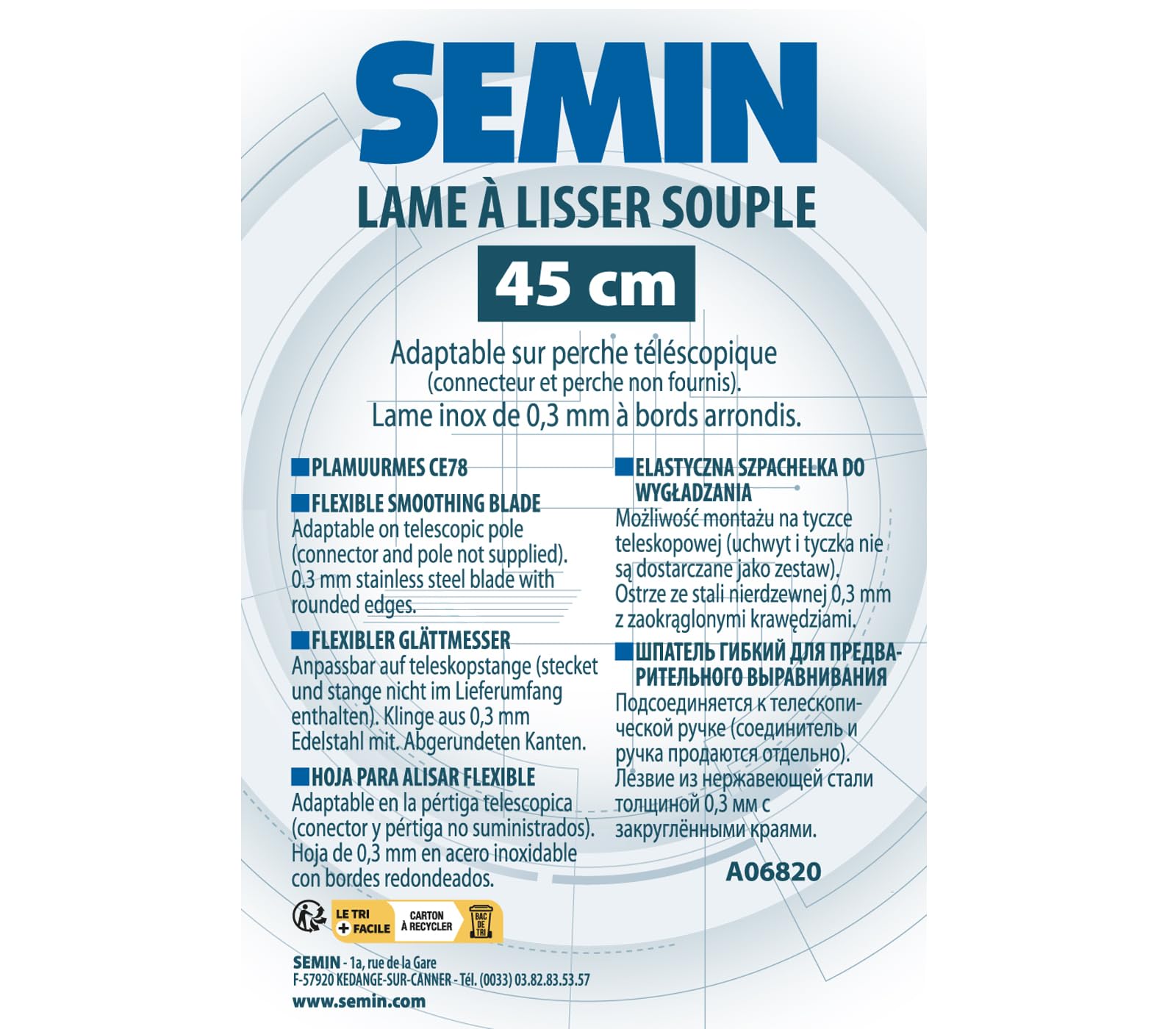 Semin - Lame CE 78 pour Enduire et Lisser - 45 cm
