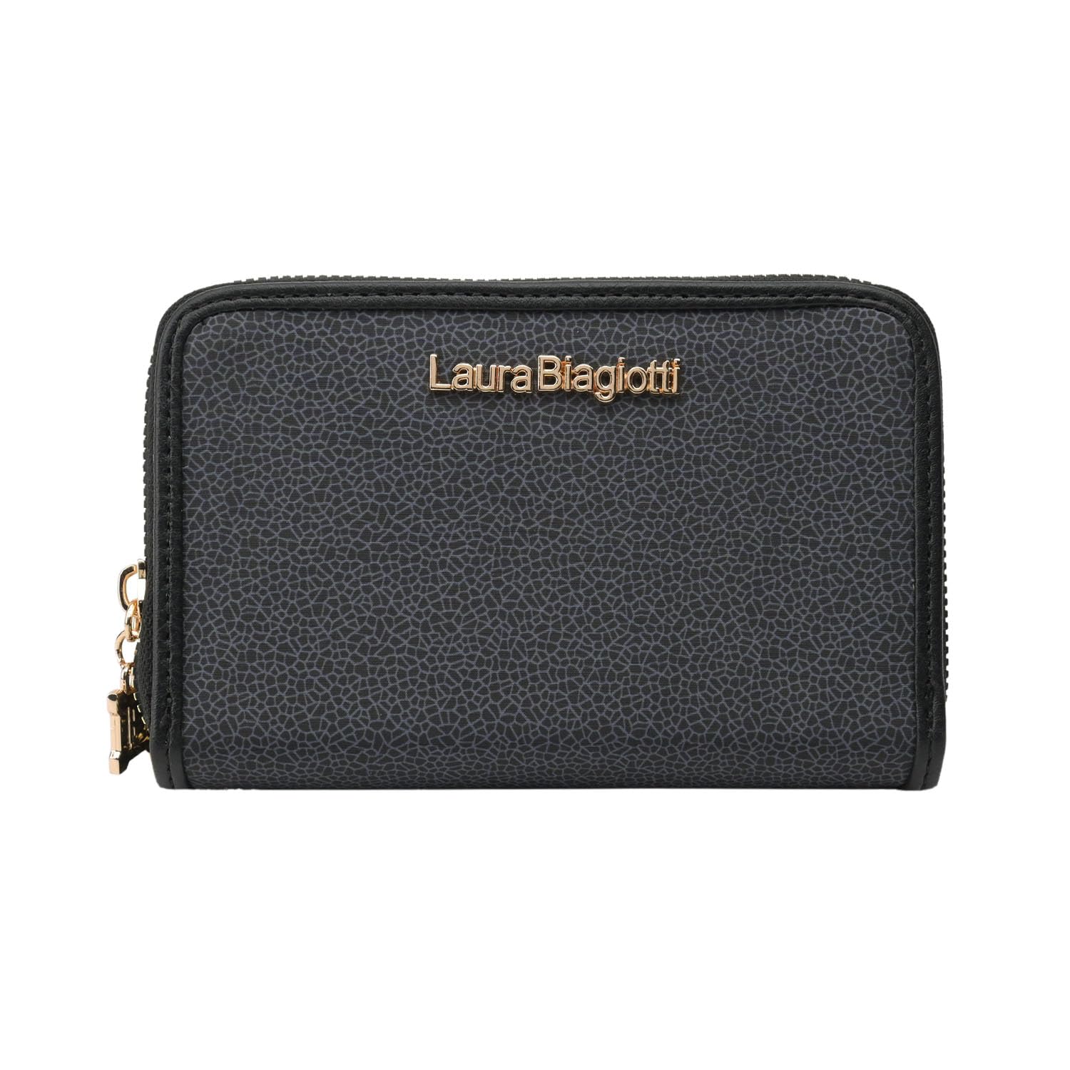 Laura Biagiotti Portafoglio Donna in PU, Con Portamonete e Cerniera Zip Around, Texture Crackle Con Scatola Regalo