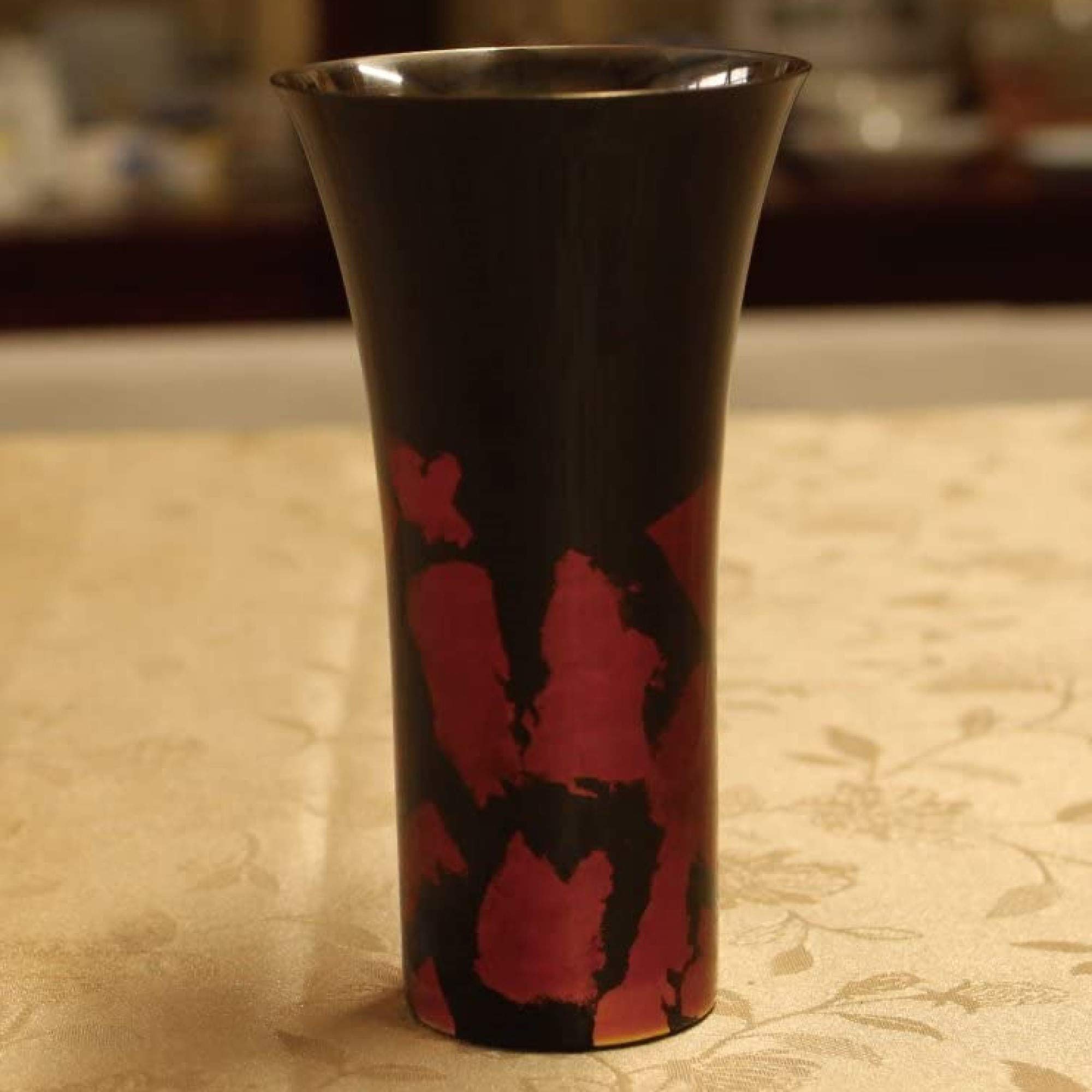 漆器製カップセット 6個 黒金 文庫 沈金紅白梅 黒 漆塗り・木製 12-13003 漆器の井助