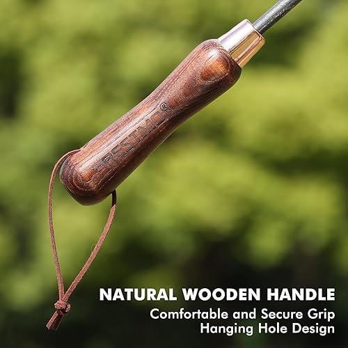 Miniatura 6 de RESTMO Kit de herramientas de jardinería resistentes, paquete de 3 herramientas de jardín con mango de madera, incluye pala, pala de trasplante,