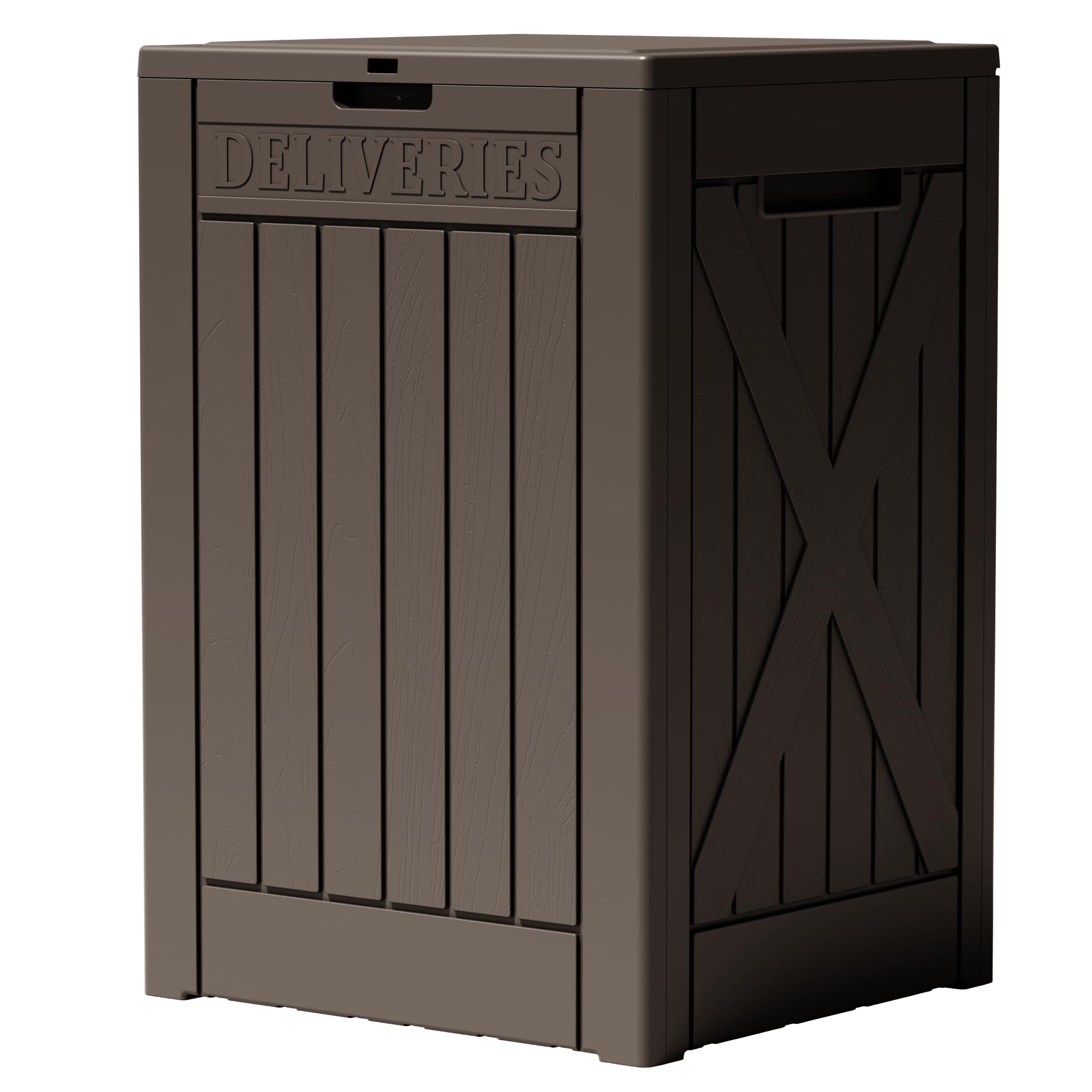 Greesum 52 Gallon Deck Box, Waterproof Storage Container, Dark Brown