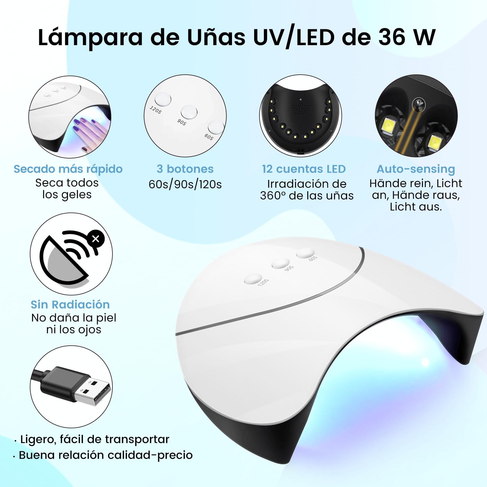 Phoenixy Kit de Uñas Semipermanentes 25 Piezas con Lámpara U V/LED, Uñas Semipermanentes Kit Completo con Base y Top Coat Ideal para Principiantes y Profesionales Regalo Festivo