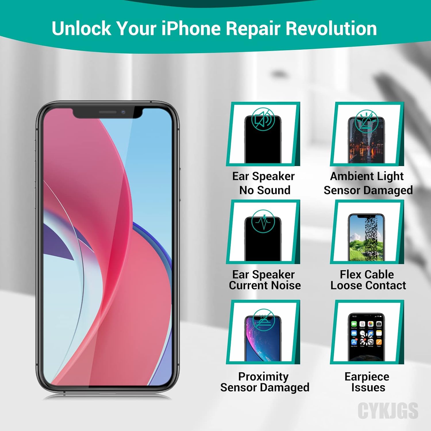 for iPhone Xr Ear Speaker Replacement OEM Repair Kit iPhoneXr New Front Earpiece Module with Ambient Light Sensor Flex Cable Connector Proximity Sensor Fix Tools Kit A1984 A2105 A2106 A2108