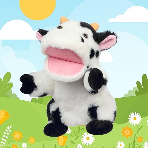 Easfan Juguete de peluche de marioneta de mano con boca movible para juegos de rol, cuentos preescolar, enseñanza, regalos de cumpleaños para niños