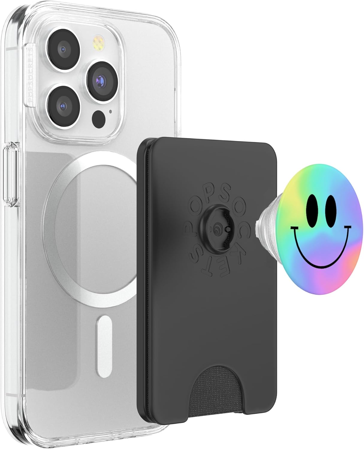 Rainbow Smiling Face Happy Indie Smile Psychedelic Hippy PopSockets PopWallet for MagSafe