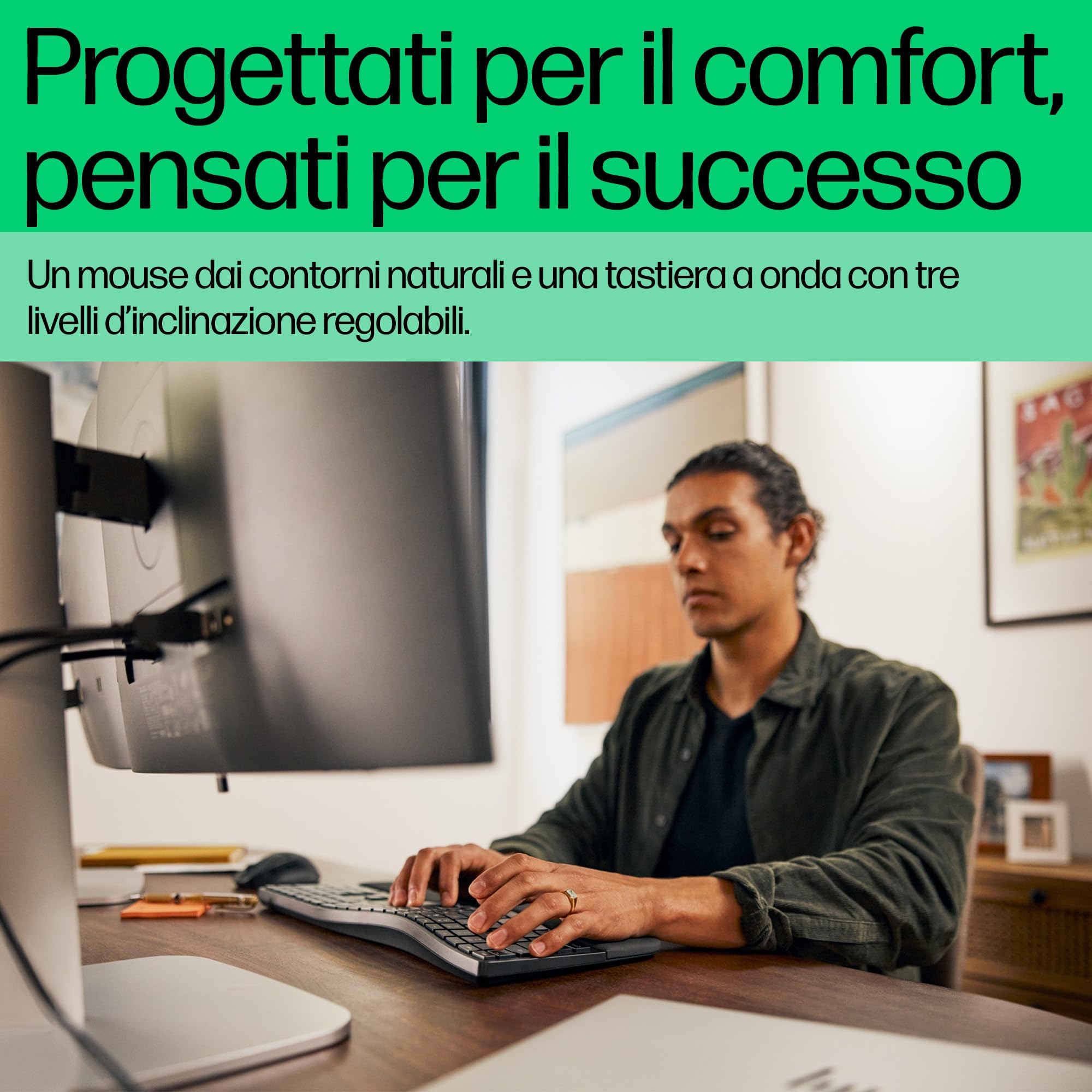 HP 680 Combo Tastiera e Mouse Wireless, 6 Tasti Programmabili, Sensore Ottico da 1200 dpi, Fino a 36 Mesi di Batteria per la Tastiera e 20 per il Mouse, Compatibile con Windows 11, Nera