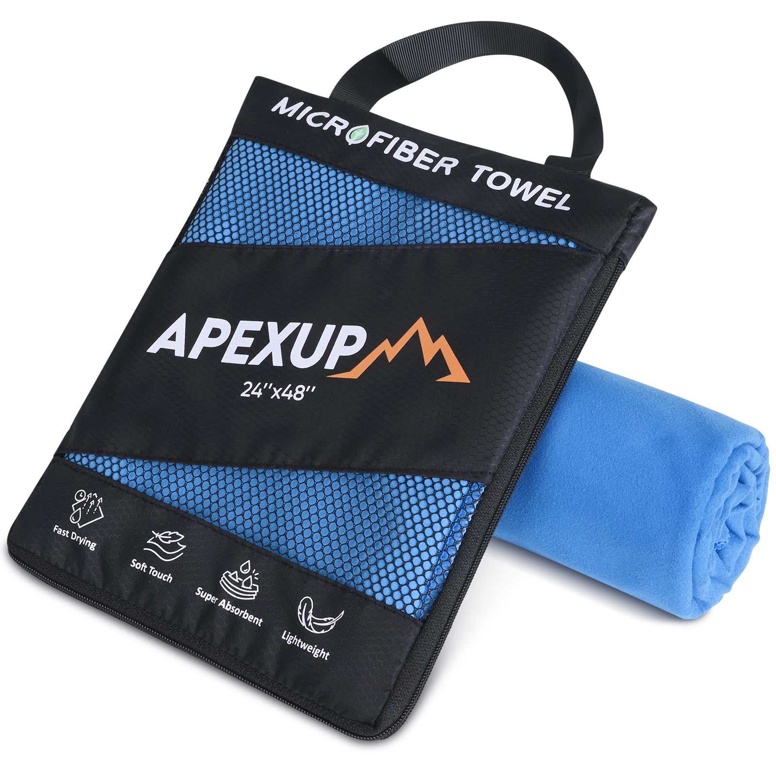 APEXUP Microfiber Travel Towel, Ultra Absorbent Quick Dry Towels, Lightweight Gym Sports Camping Towel for Workout, Yoga, Beach, Shower, Swimming (48"