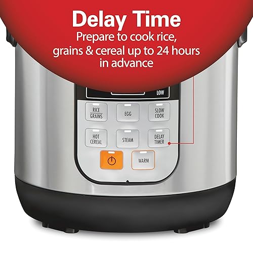 Miniatura 32 de Hamilton Beach - Olla arrocera programable digital y vaporizadora de alimentos, 8 tazas cocidas (4 en crudo) con cesta vaporizadora y de enjuague