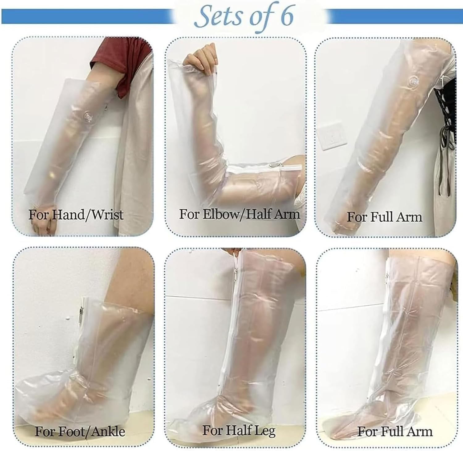 Juego de 6 férula de aire portátil de primeros auxilios, kit de férula inflable de PVC, con bomba de mano, almacenamiento compacto, para mano, muñeca, brazo, pierna, tobillo, para el hogar, al aire