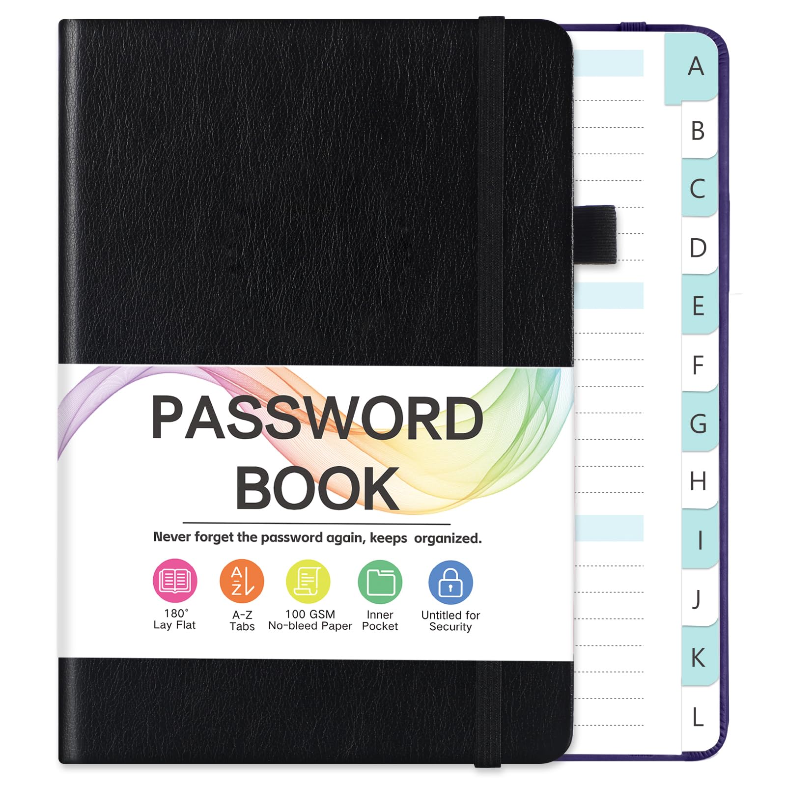 Carnet De Mots De Passe En Cuir Vegan - Format Poche Avec Onglets Alphabétiques | Organiseur Pour Identifiants, Sites Web, Contacts | Cadeau Pratique Et Élégant