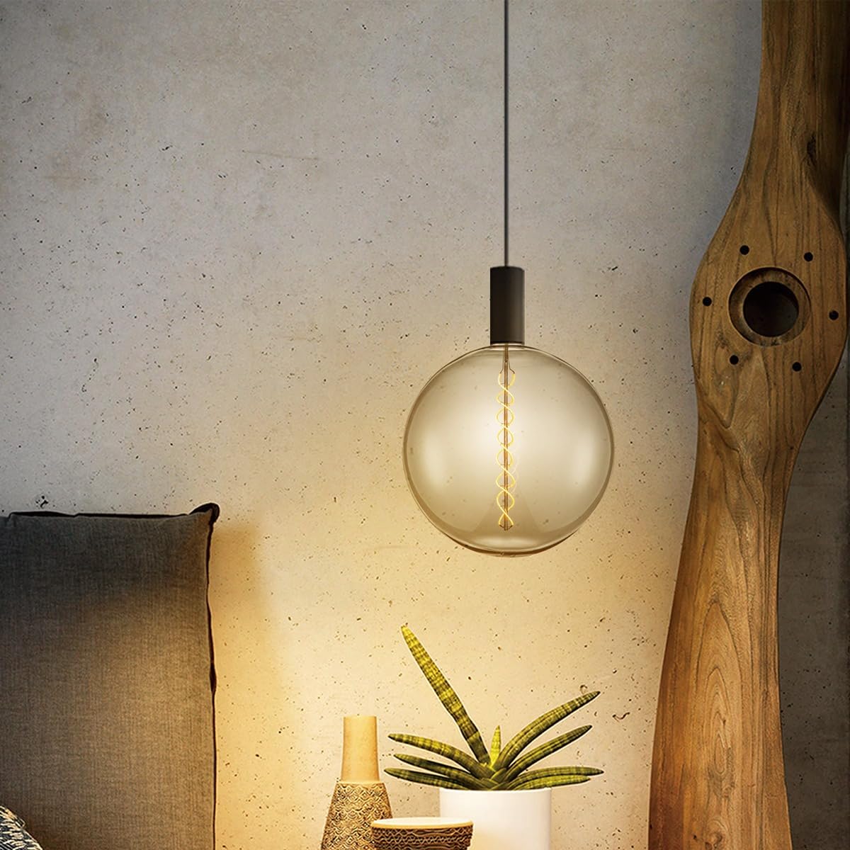 home sweet home collection Edison Vintage E27 | LED-Filament-Leuchtmittel Spiral | G260 Global LED-Lampe | Rauch | Dimmbar | 6W 180lm 1800K | warmweißes Licht | für E27-Fassungen